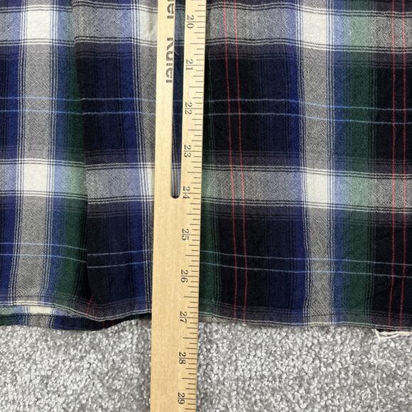 Salt Valley Flannel Shirt Mens Large Rayon Western Plaid Button Up *Distressed* - Picture 13 of 16